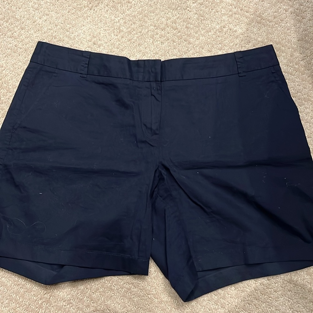 2 pairs J. Crew Chino shorts, 1 tan/1 blue, sz.14, tan - worn 1x, blue - worn 0x - Picture 4 of 7